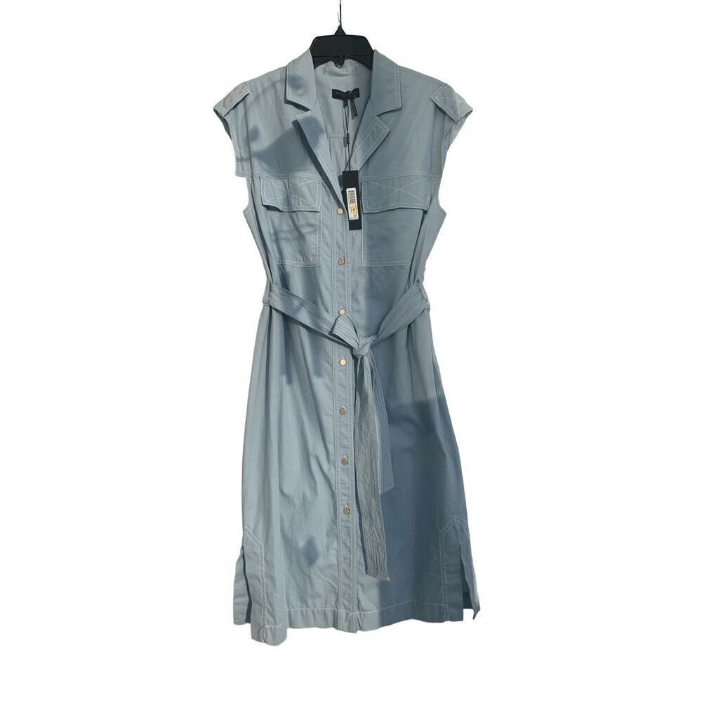 Donna Karan New York Belt sleeveless dress denim in light blue size M - Picture 5 of 11